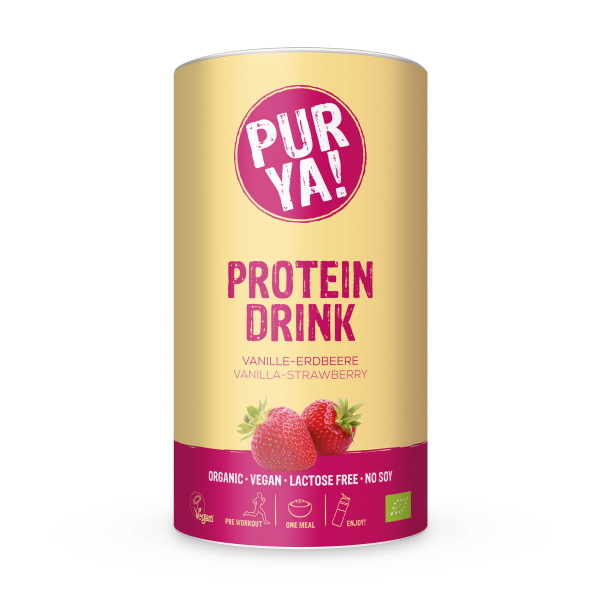 PURYA! Vegan Protein Drink - Vanille-Erdbeere, 550g